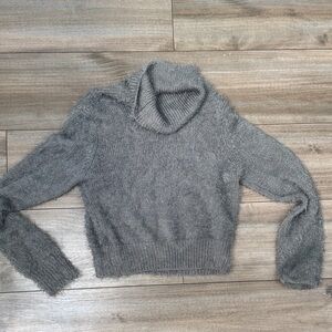 Lulu's Charcoal Cowl Neck Sweater
